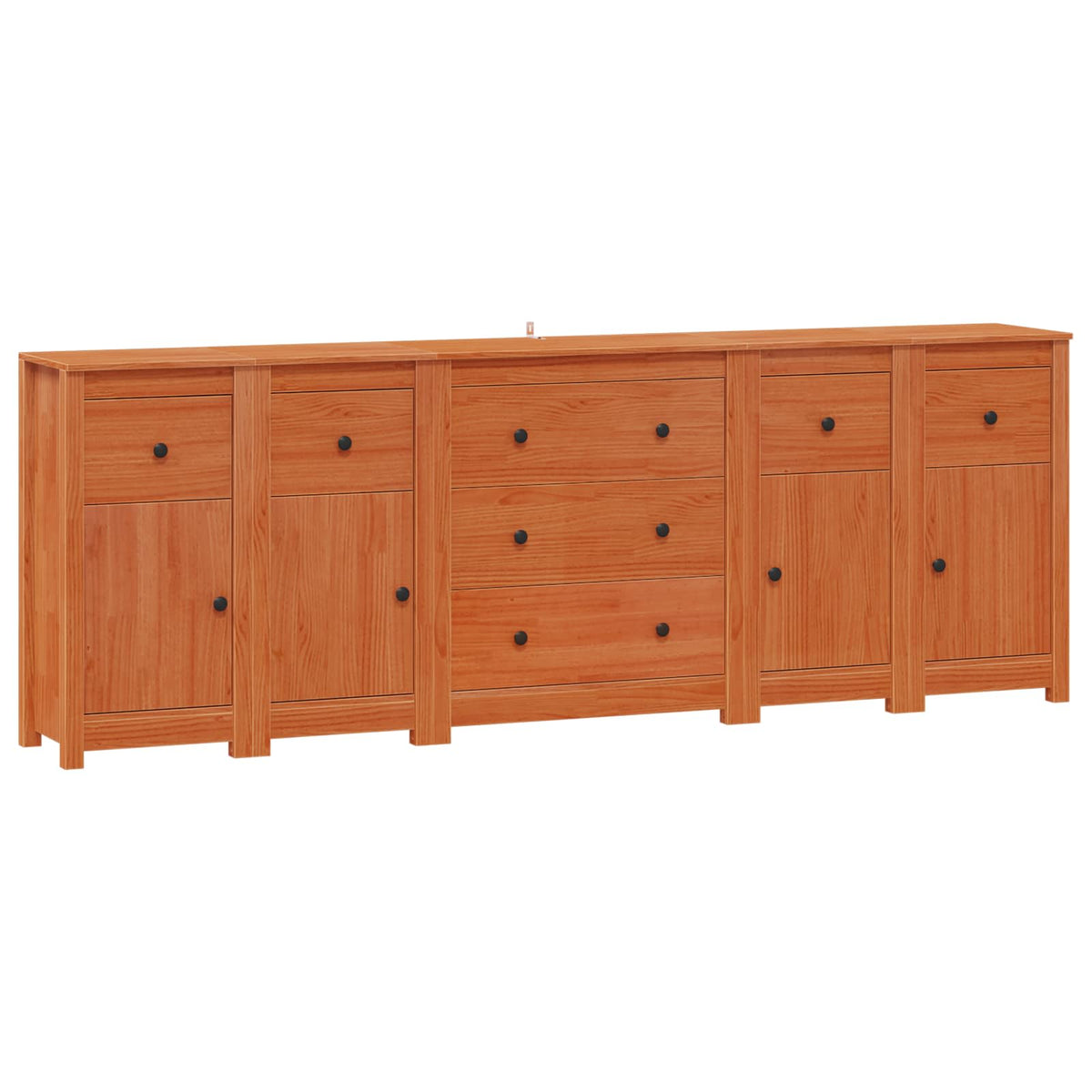 Sideboard 5 stk. VoksBrun 226 x 35 x 80 cm Massivt fyrretræ