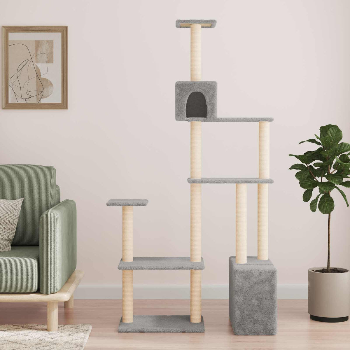 Kattetræ med sisal klatreposter Lysegrå 177,5 cm