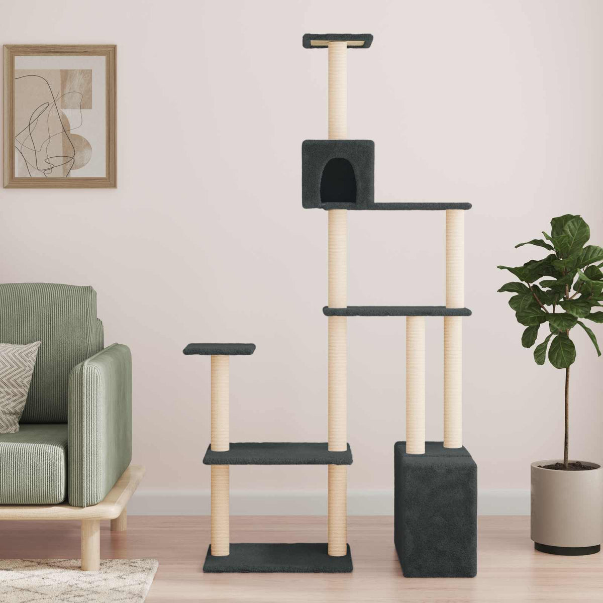 Kattetræ med sisal klatreposter Mørkegrå 177,5 cm