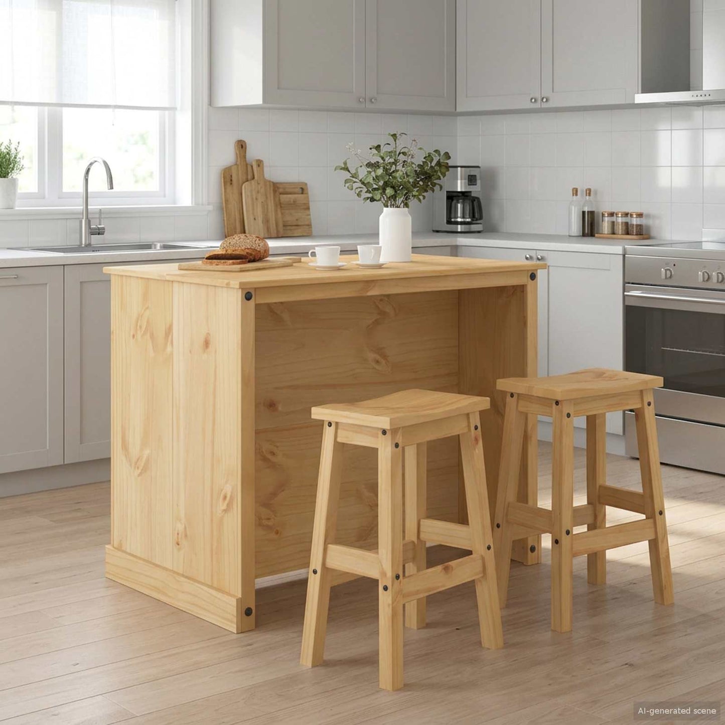 Køkkenø sæt 3 stk. Honning Voks 112 x 77 x 91,5 cm Massiv fyr