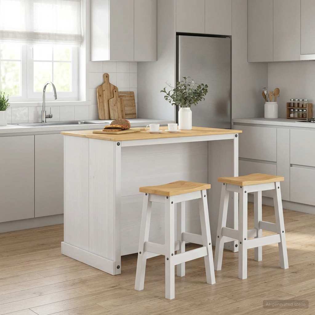 Køkkenø sæt 3 stk. Hvid og Honning Voks 112 x 77 x 91,5 cm