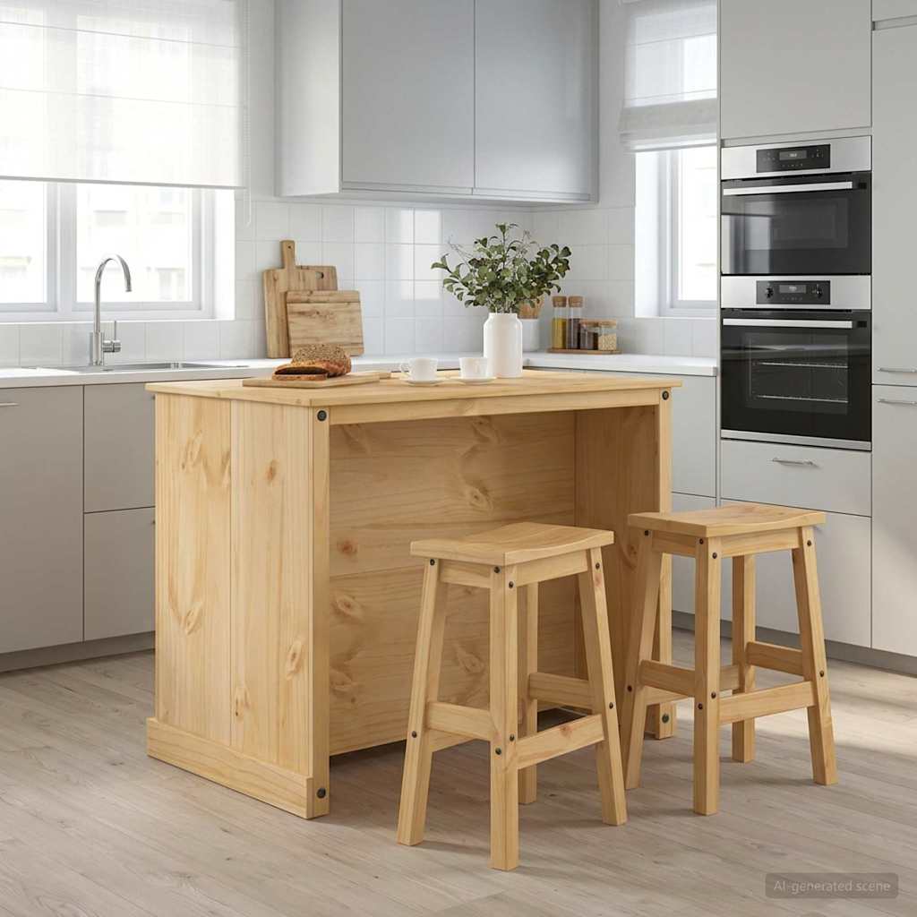 Køkkenø sæt 3 stk. Honning Voks 112 x 77 x 91,5 cm Massiv fyr