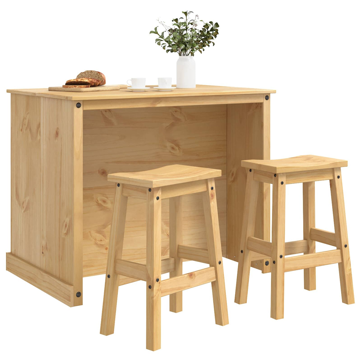 Køkkenø sæt 3 stk. Honning Voks 112 x 77 x 91,5 cm Massiv fyr