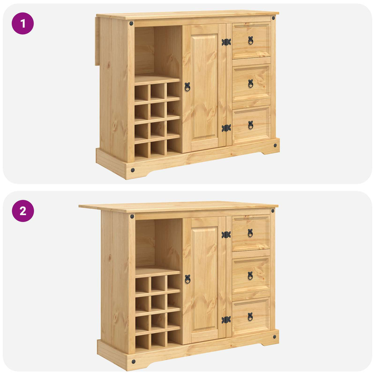 Køkkenopbevaring 2 stk. Honning Voks 112 x 77 x 90 cm