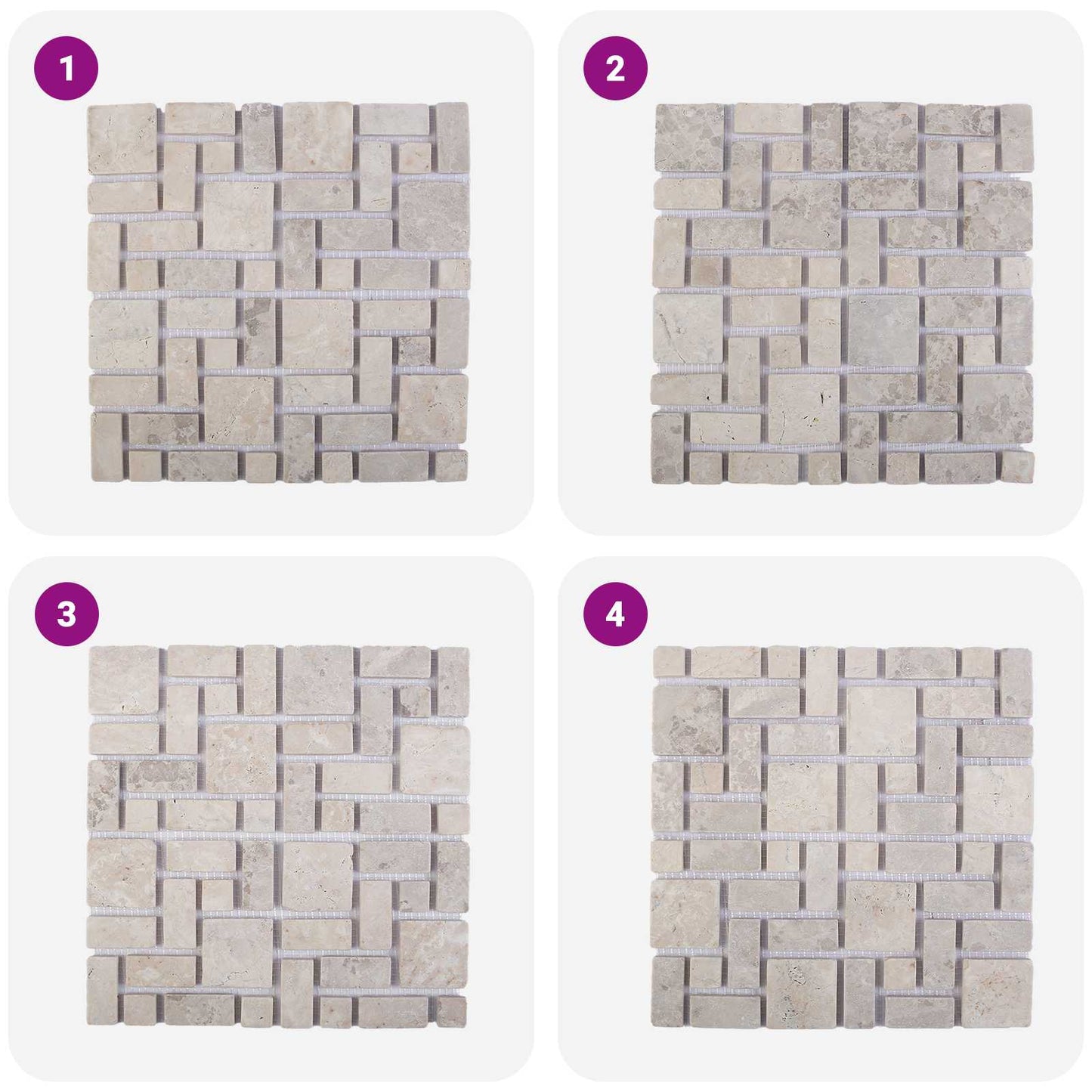Mosaik Fliser Cremefarvet 30 x 30 cm Marmor