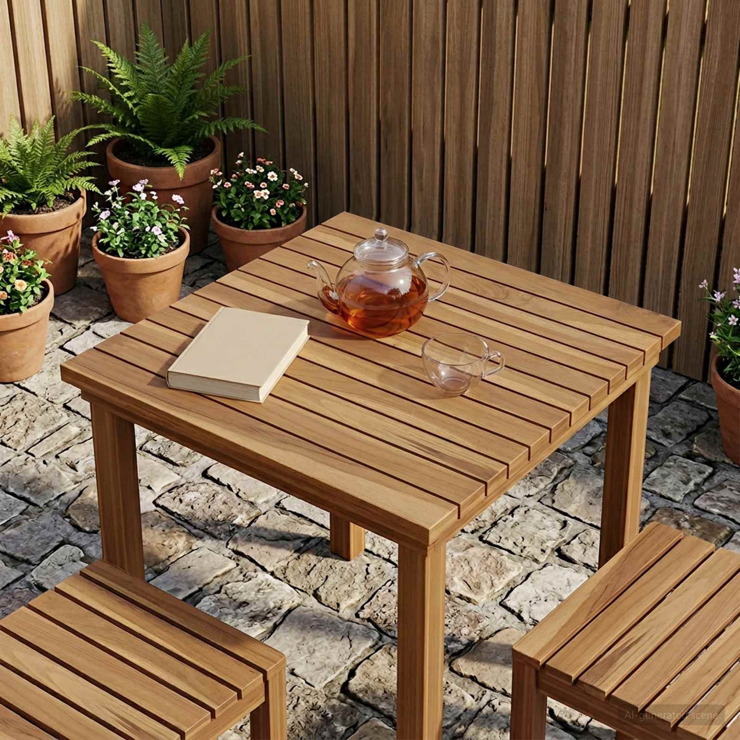 Bordplade 50 x 50 x 3,5 cm Firkantet Massiv Teaktræ Naturfarvet