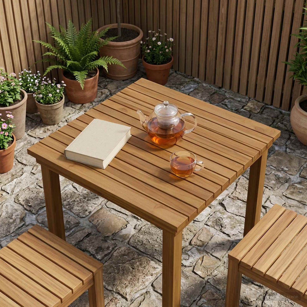 Bordplade 60 x 60 x 3,5 cm Firkantet Massiv Teaktræ Naturfarvet