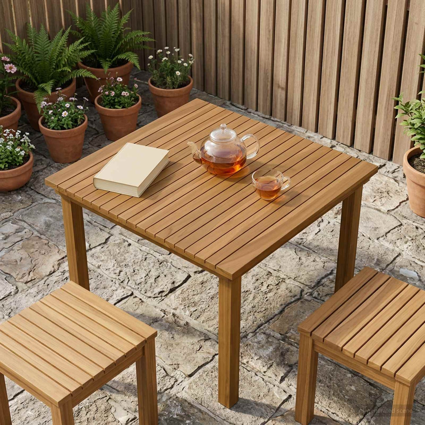 Bordplade 70 x 70 x 3,5 cm Firkantet Massiv Teaktræ Naturfarvet