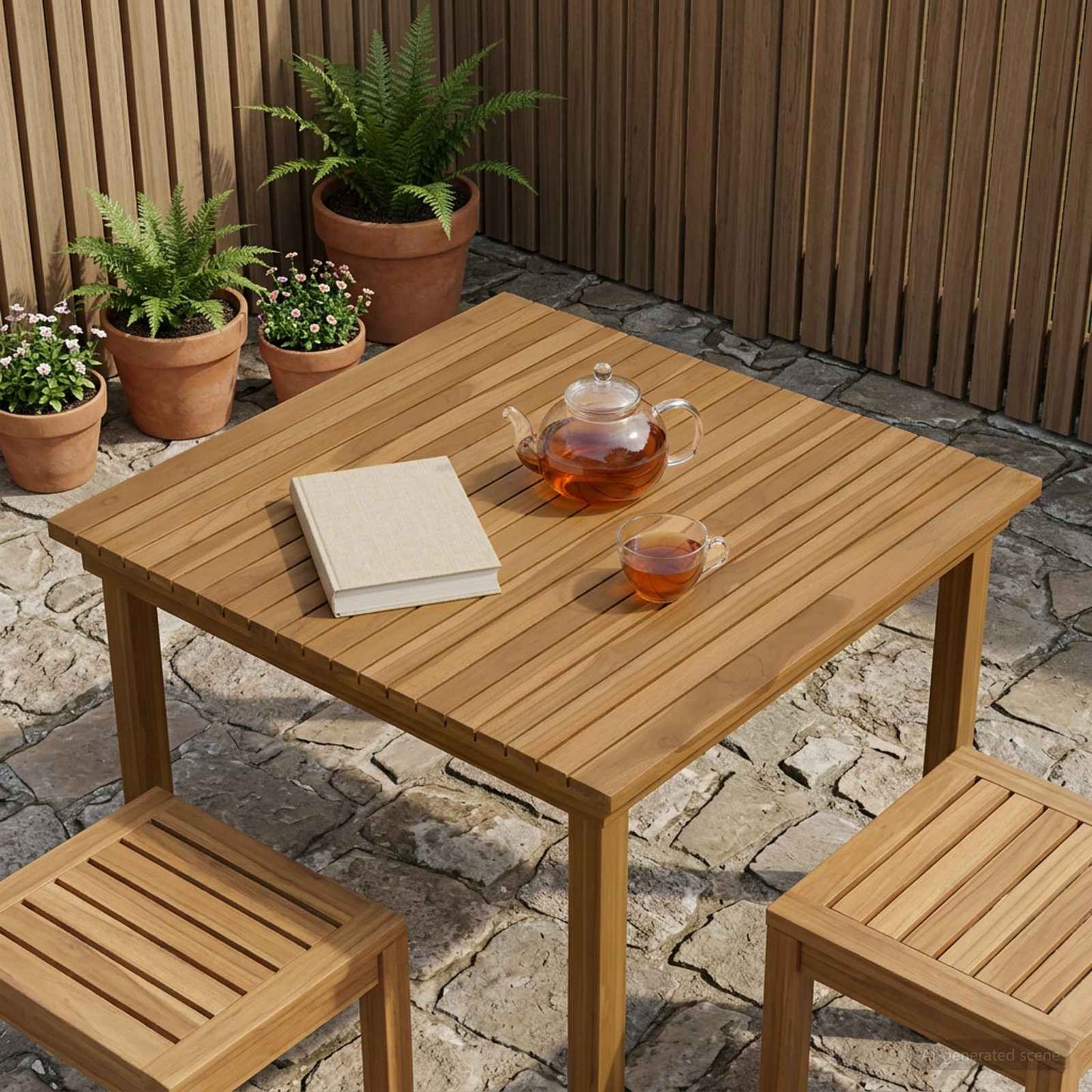 Bordplade 80 x 80 x 3,5 cm Firkantet Massiv Teaktræ Naturfarvet