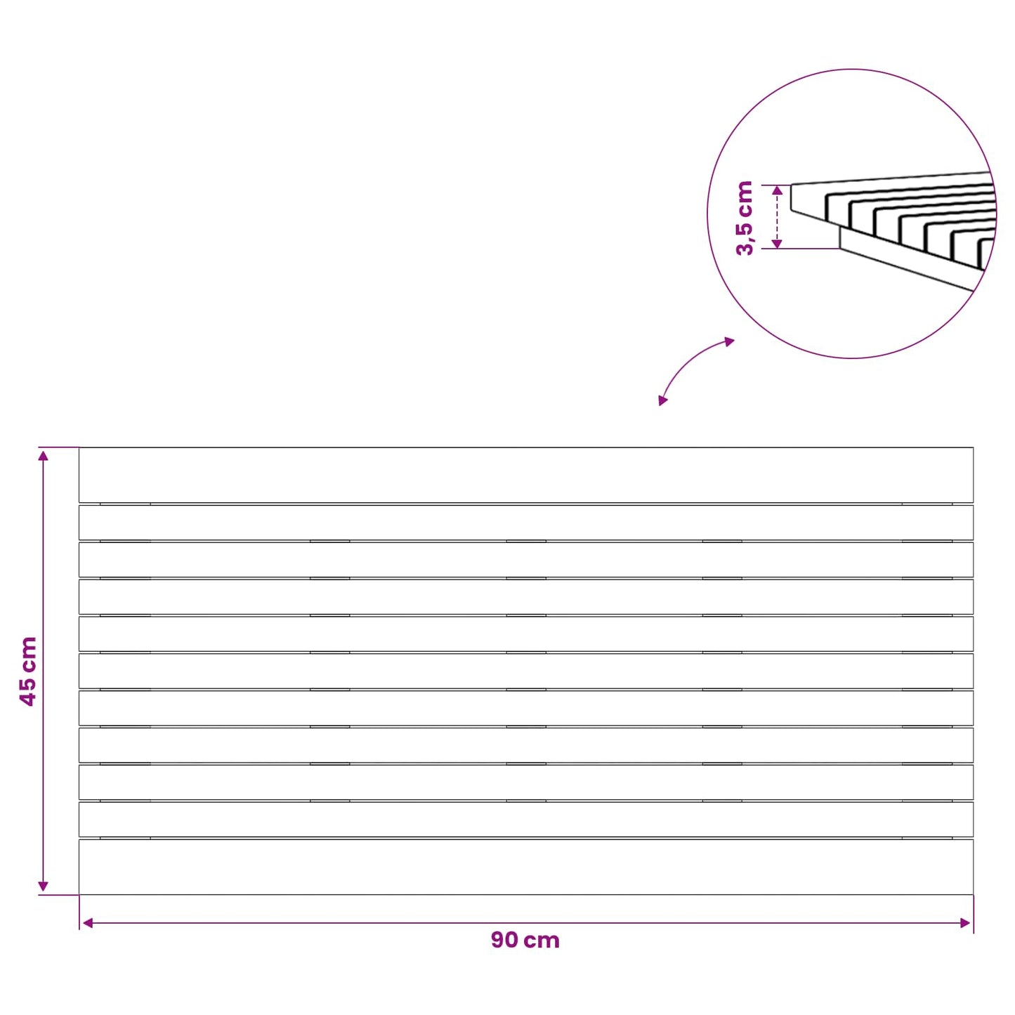 Bordplade 90 x 45 x 3,5 cm Rektangulær Massiv Teaktræ