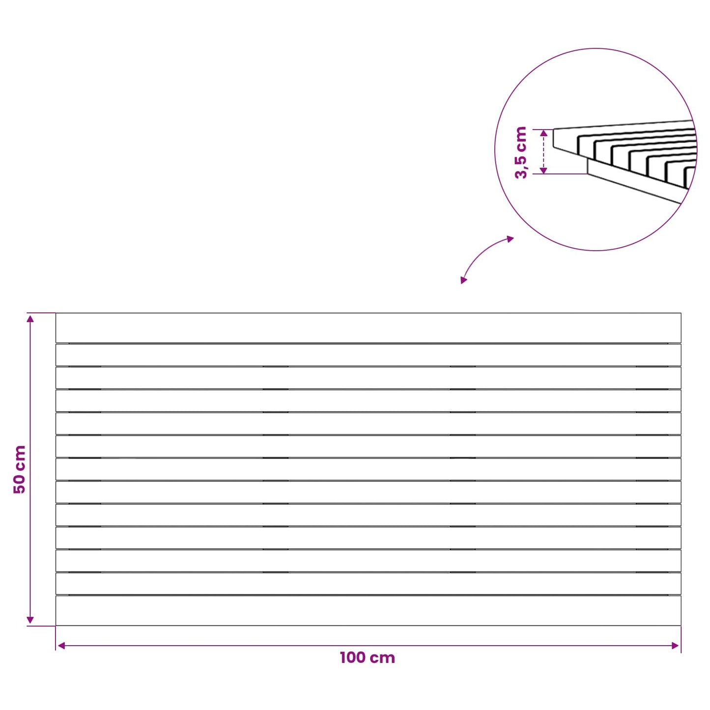 Bordplade 100 x 50 x 3,5 cm Rektangulær Massiv Teaktræ