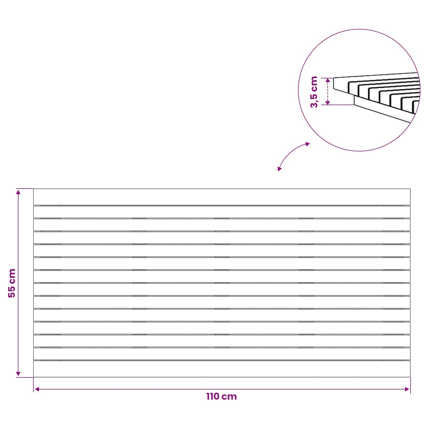 Bordplade 110 x 55 x 3,5 cm Rektangulær Massiv Teaktræ