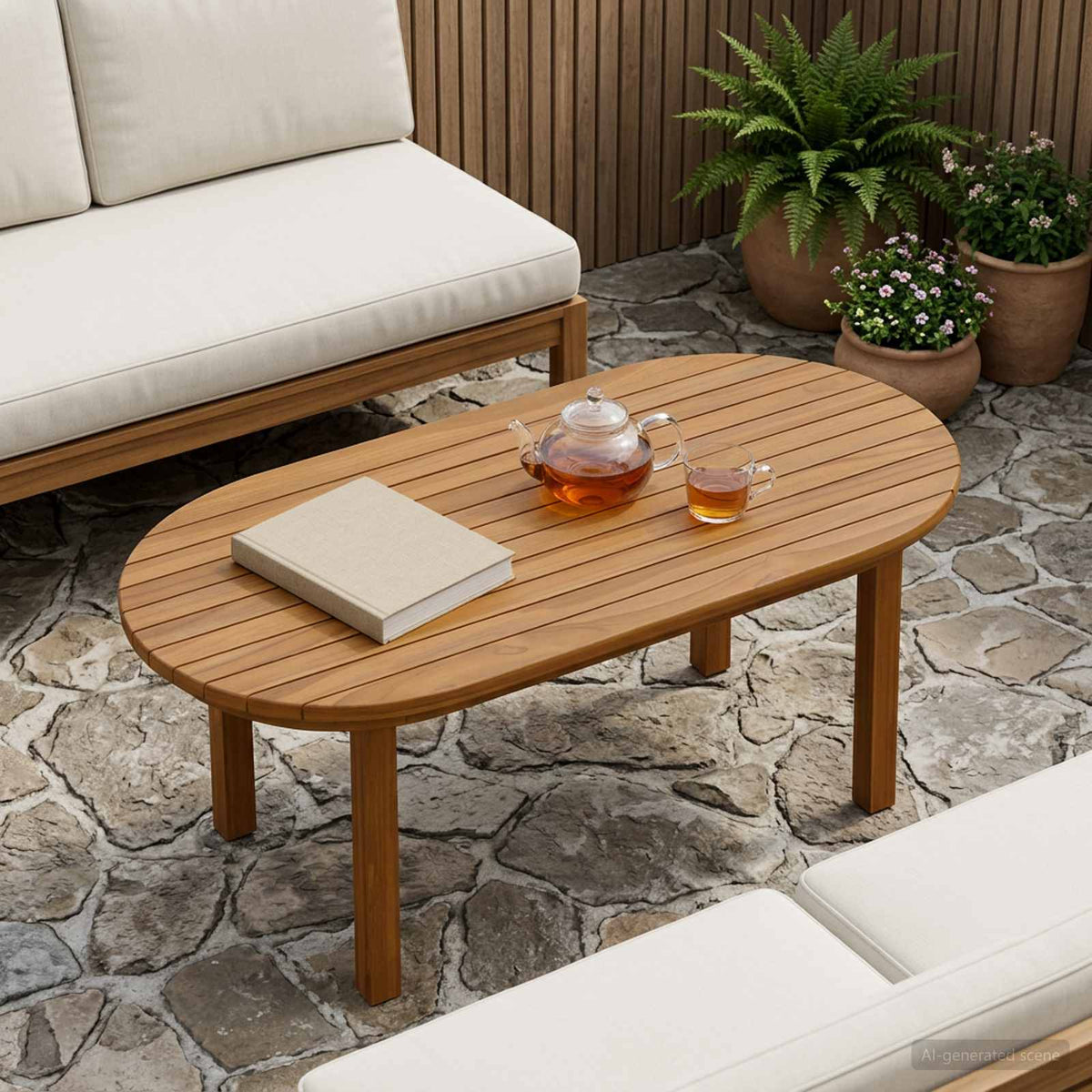 Bordplade 80 x 40 x 3,5 cm Oval Massiv Teaktræ Naturfarvet