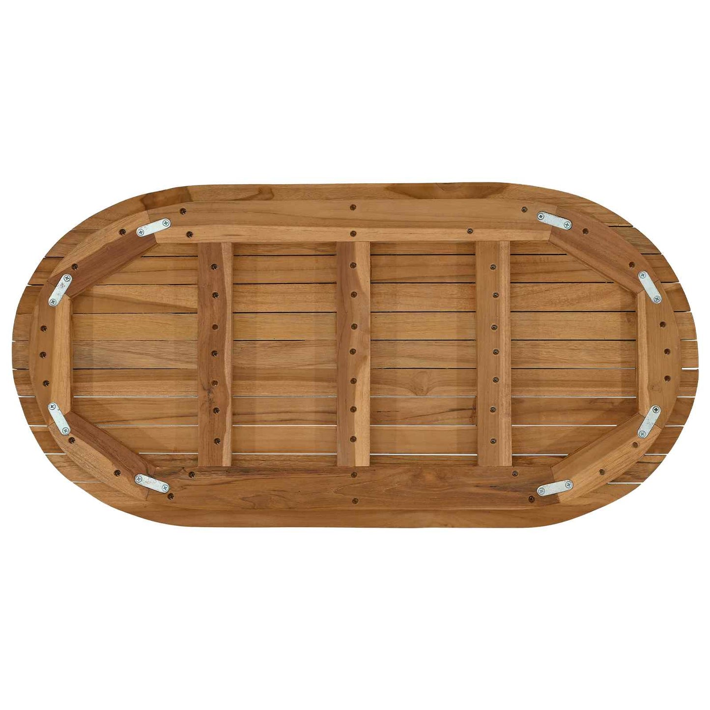 Bordplade 80 x 40 x 3,5 cm Oval Massiv Teaktræ Naturfarvet