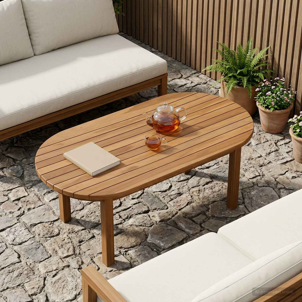 Bordplade 90 x 45 x 3,5 cm Oval Massiv Teaktræ Naturfarvet