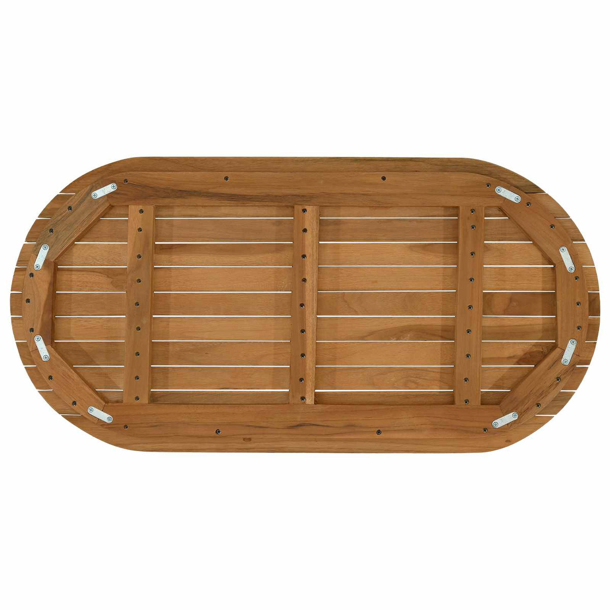 Bordplade 90 x 45 x 3,5 cm Oval Massiv Teaktræ Naturfarvet