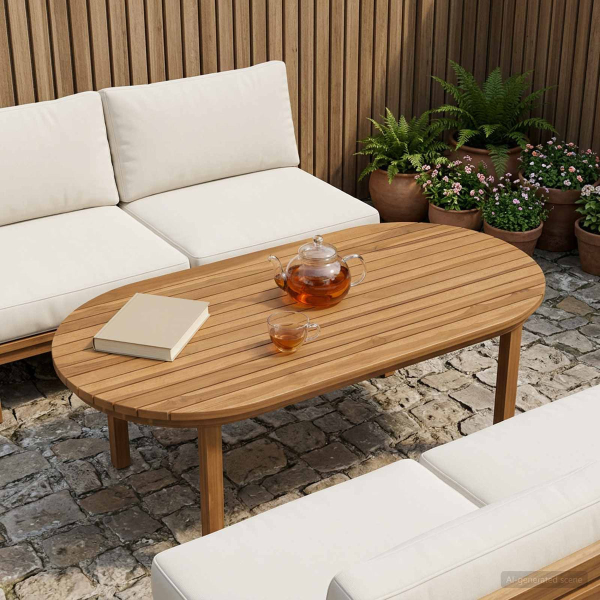 Bordplade 100 x 50 x 3,5 cm Oval Massiv Teaktræ Naturfarvet