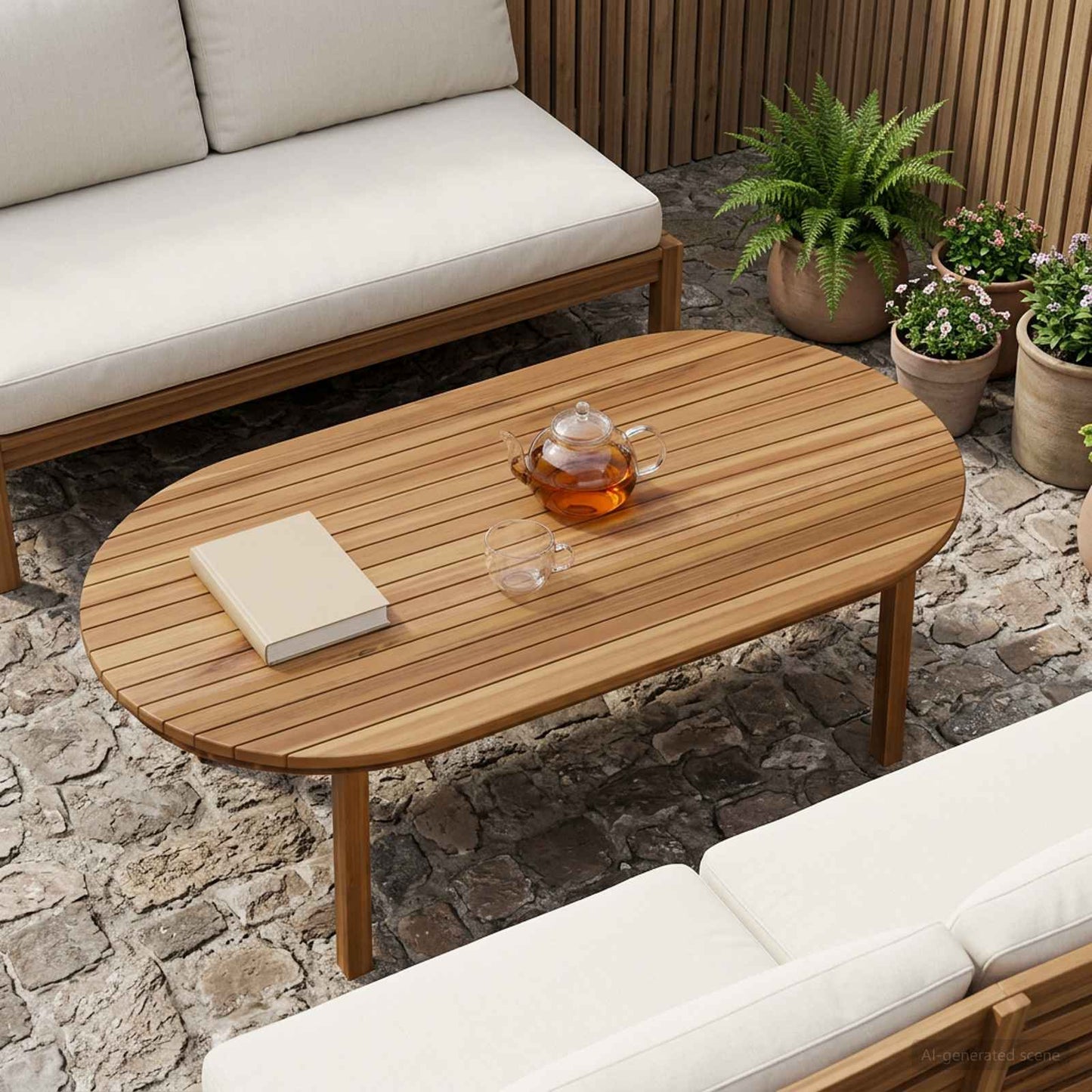 Bordplade 110 x 55 x 3,5 cm Oval Massiv Teaktræ Naturfarvet