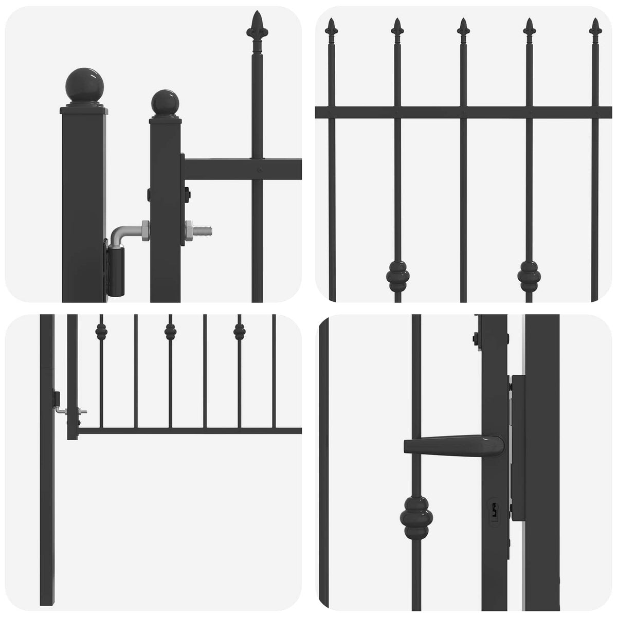 Hegnport ASTEN 100 x 75 cm Metal Sort Låses