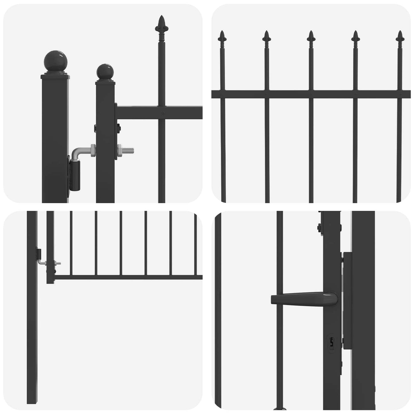 Hegnport ASTEN 100 x 100 cm Metal Sort Låses