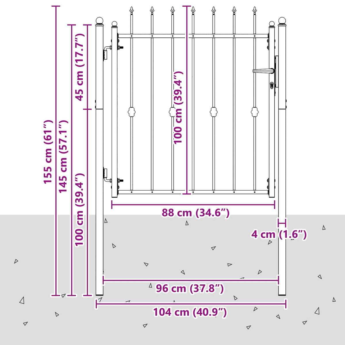 Hegnport ASTEN 100 x 100 cm Metal Sort Låses