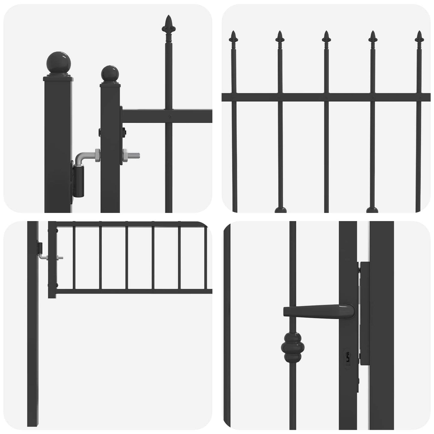 Hegnport ASTEN 100 x 125 cm Metal Sort Låses
