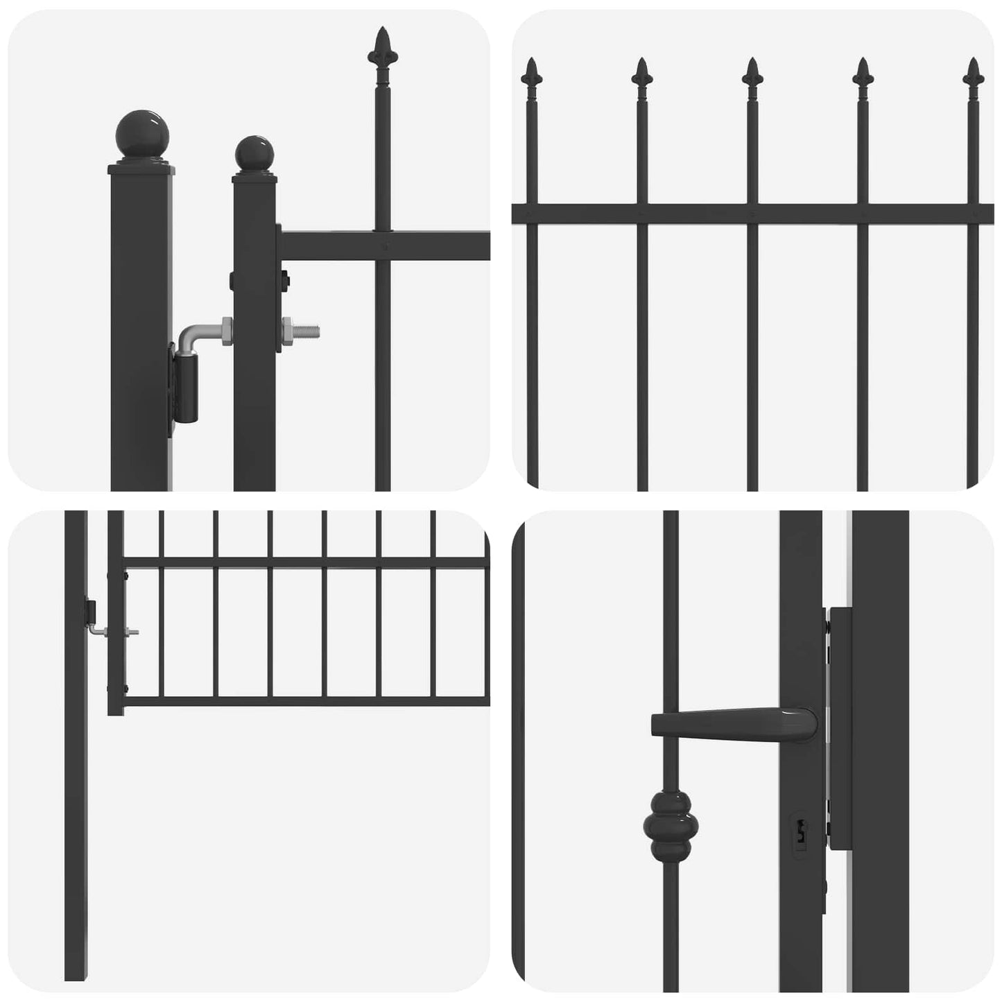 Hegnport ASTEN 100 x 150 cm Metal Sort Låses
