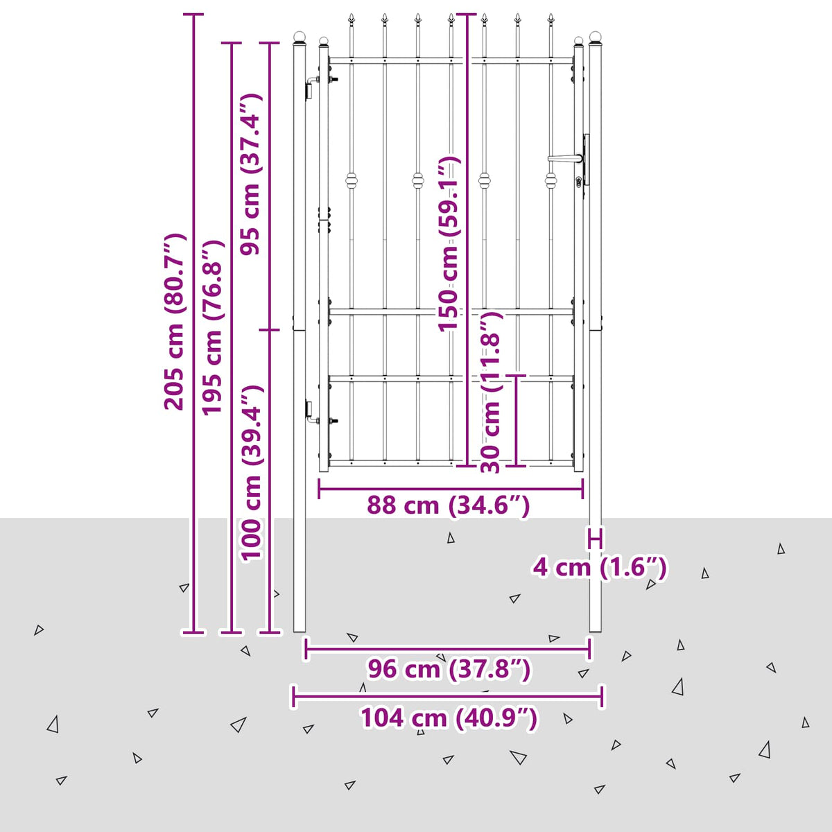 Hegnport ASTEN 100 x 150 cm Metal Sort Låses