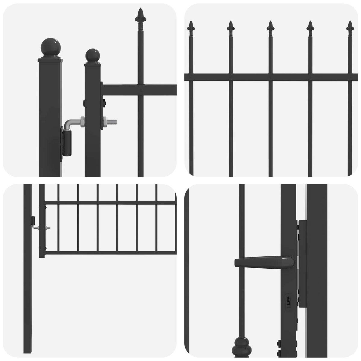 Hegnport ASTEN 100 x 175 cm Metal Sort Låses