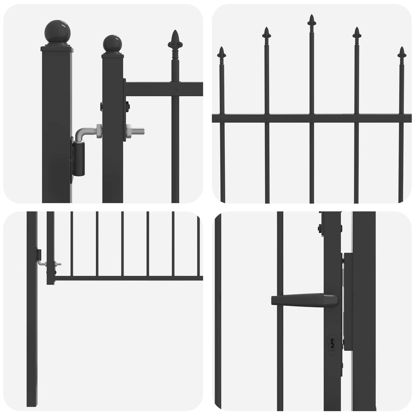 Hegnport ASTEN 100 x 100 cm Metal Sort Låses