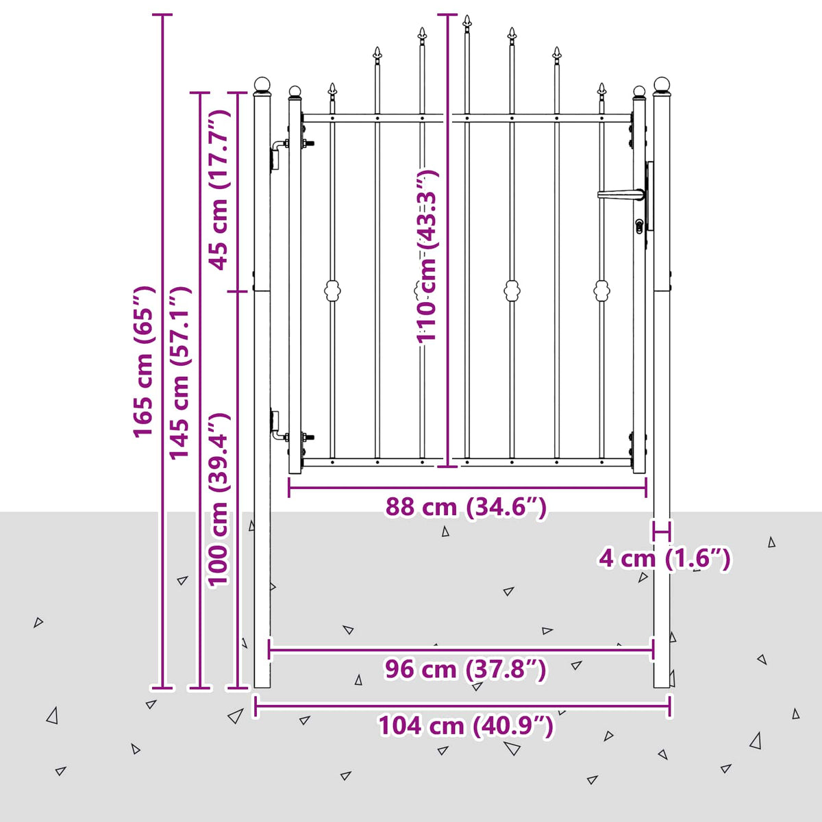 Hegnport ASTEN 100 x 100 cm Metal Sort Låses