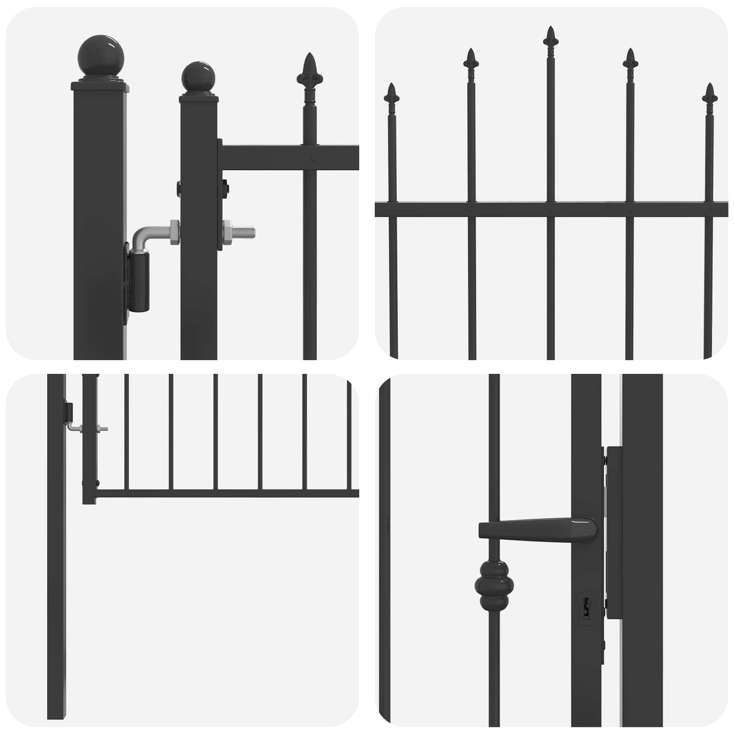Hegnport ASTEN 100 x 125 cm Metal Sort Låses