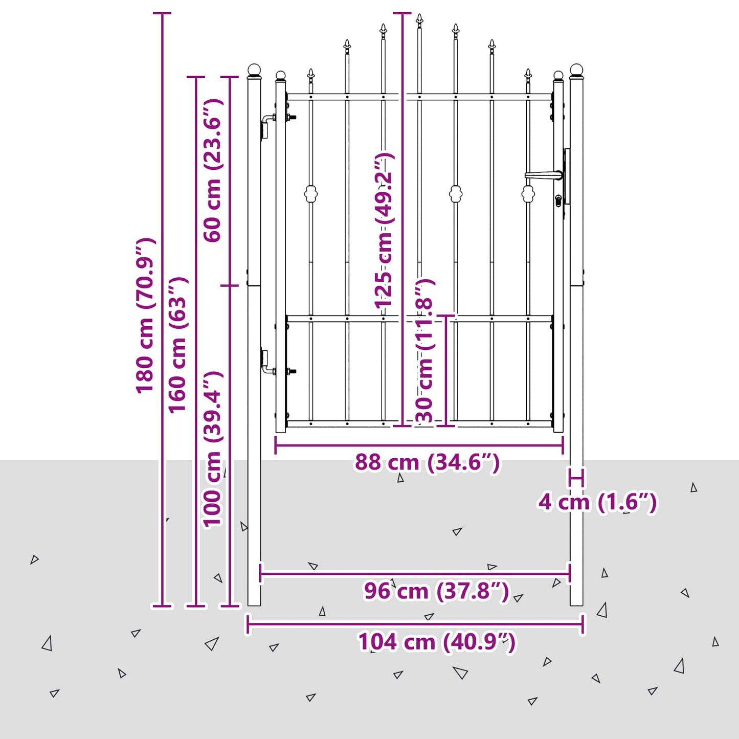 Hegnport ASTEN 100 x 125 cm Metal Sort Låses