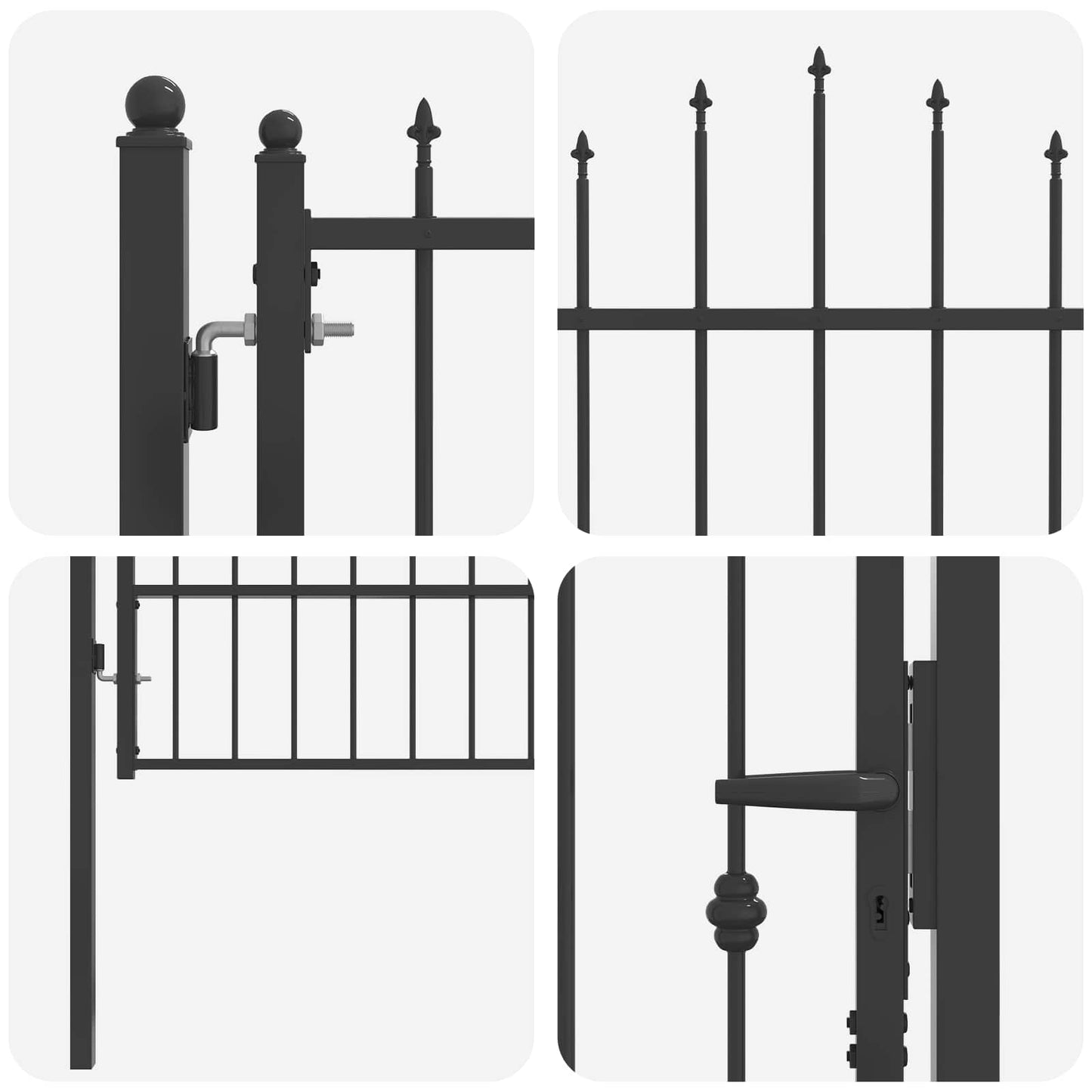 Hegnport ASTEN 100 x 150 cm Metal Sort Låses
