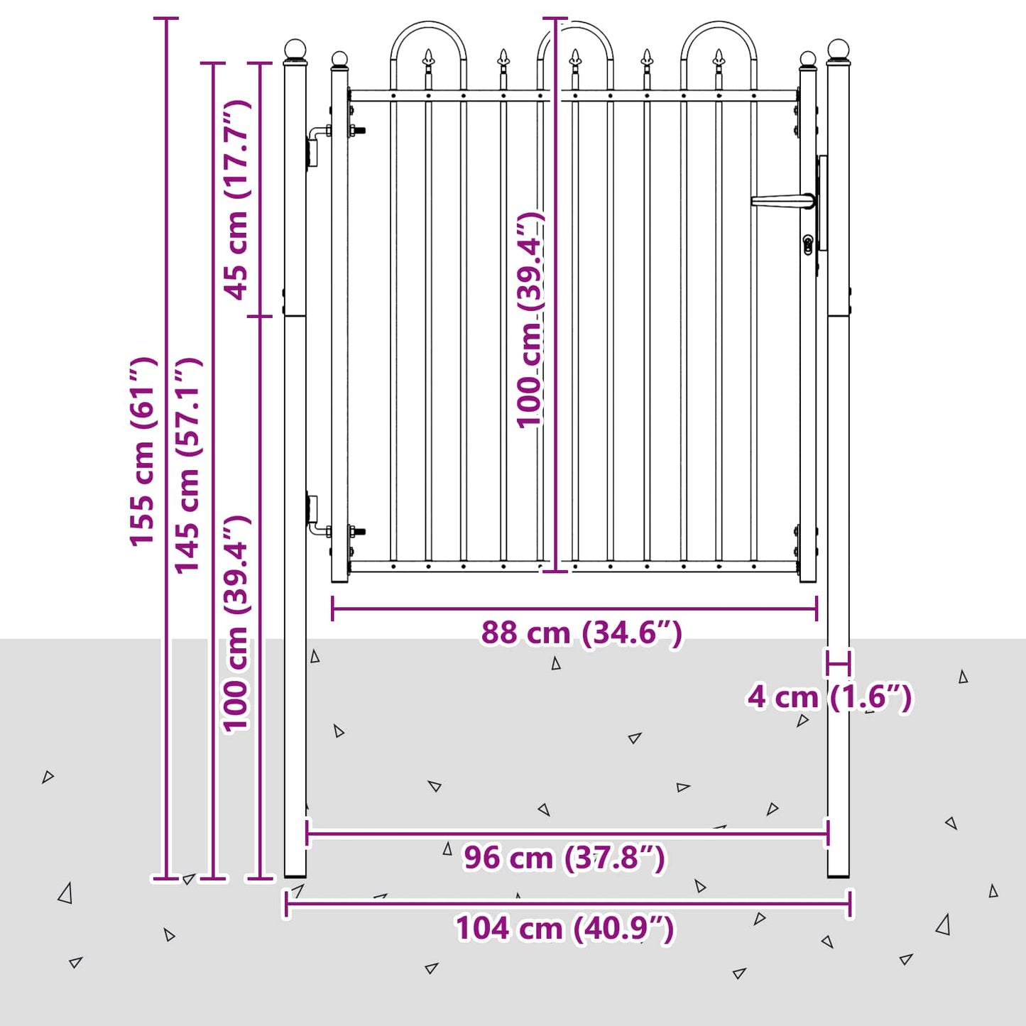 Hegnport DRONTEN 100 x 100 cm Metal Sort Låses