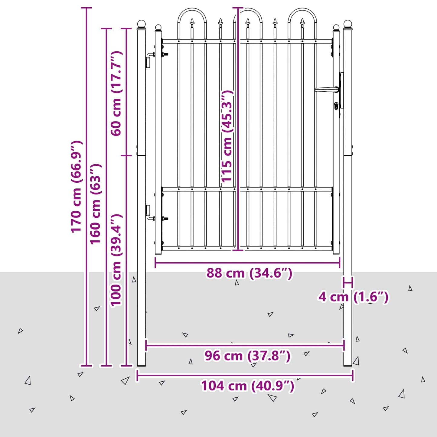 Hegnport DRONTEN 100 x 125 cm Metal Sort Låses