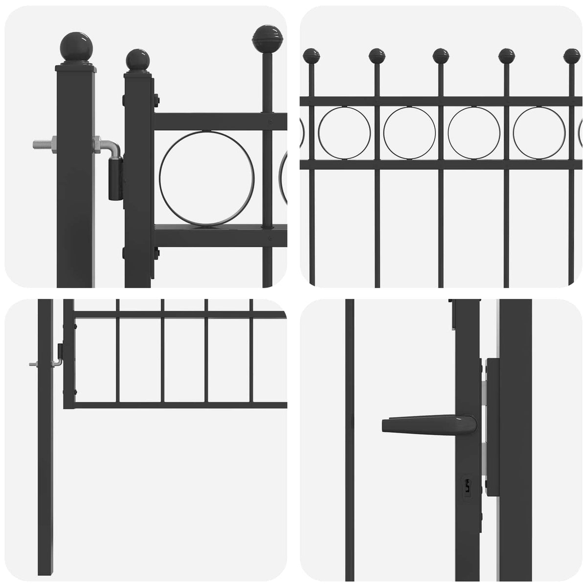 Hegnport HORST 100 x 150 cm Metal Sort Låses