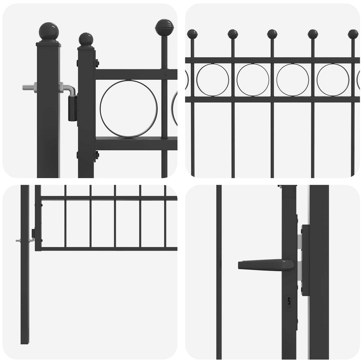 Hegnport HORST 100 x 175 cm Metal Sort Låses