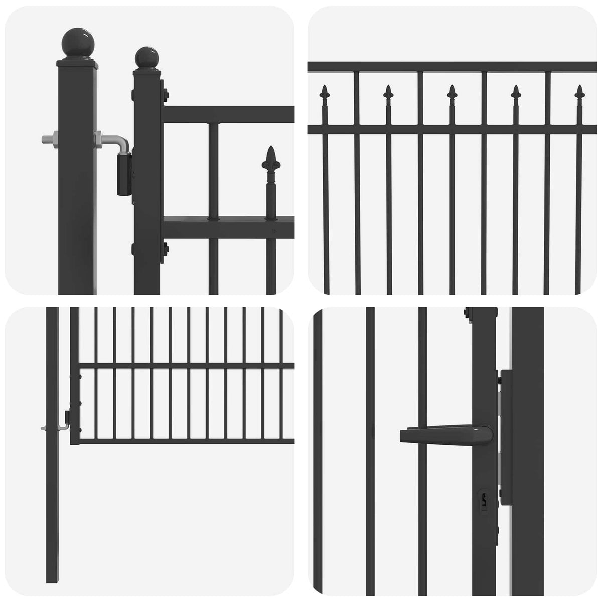 Hegnport BAARLO 100 x 125 cm Metal Sort Låses