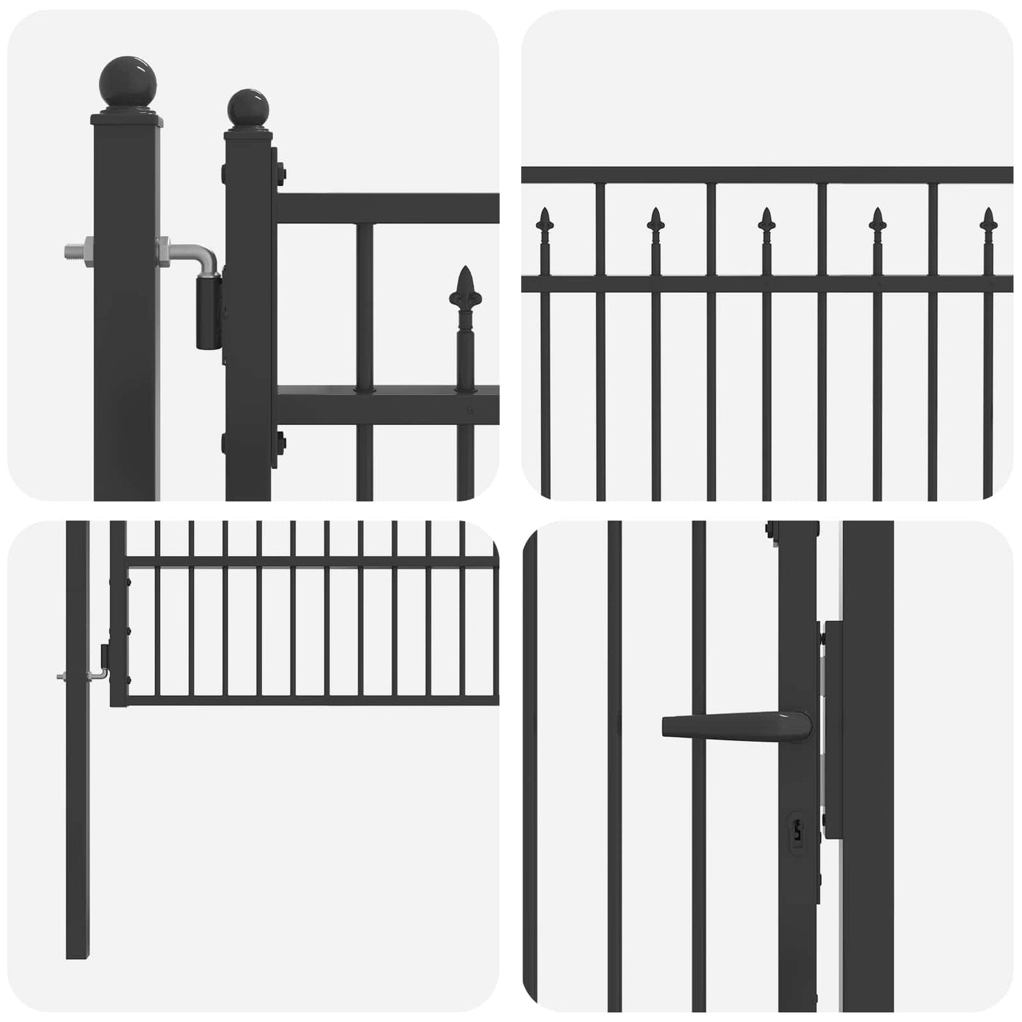 Hegnport BAARLO 100 x 150 cm Metal Sort Låses