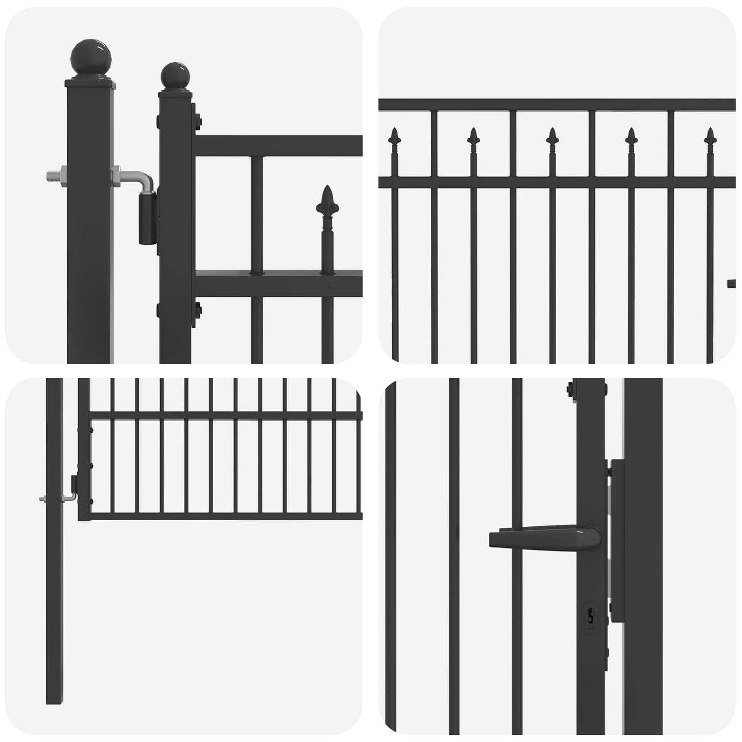 Hegnport BAARLO 100 x 175 cm Metal Sort Låses