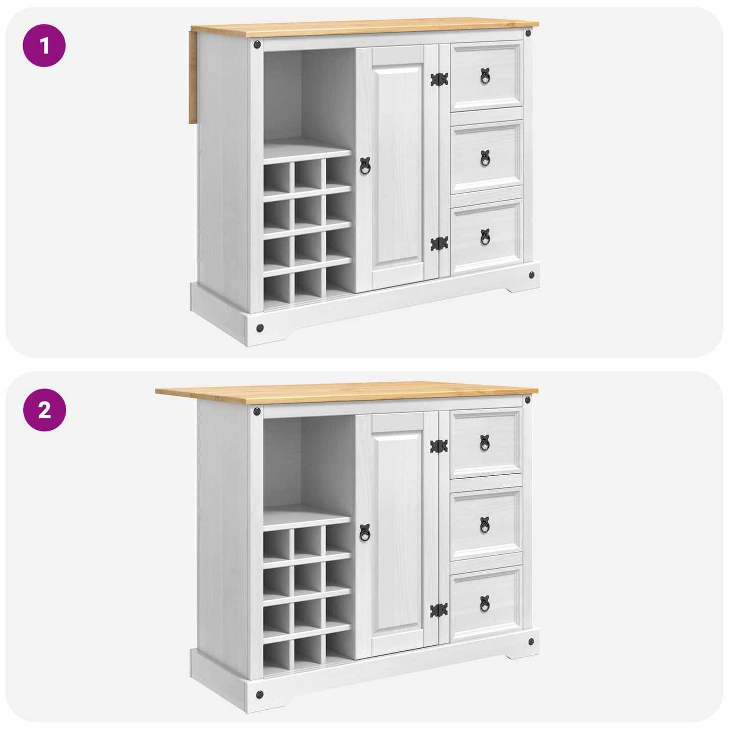 Køkkenopbevaring Hvid og Honning Voks 112 x 70 x 91,5 cm