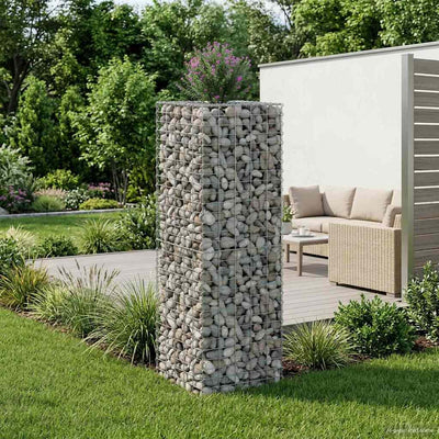 Gabion højbed 50 x 50 x 150 cm Galvaniseret stål Sølv