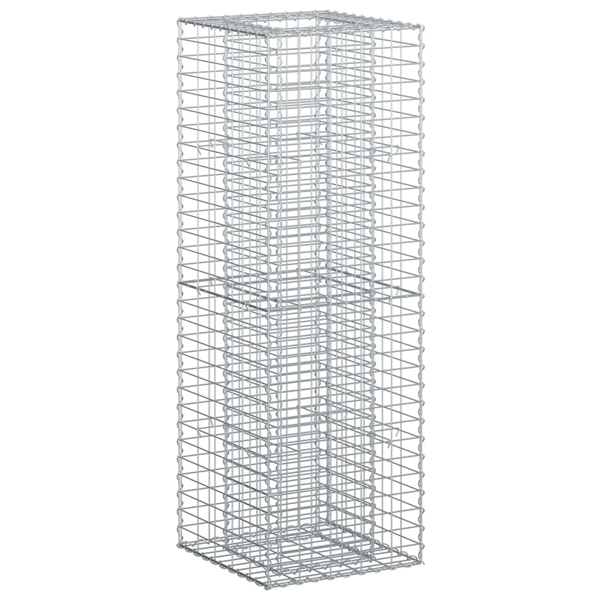 Gabion højbed 50 x 50 x 150 cm Galvaniseret stål Sølv