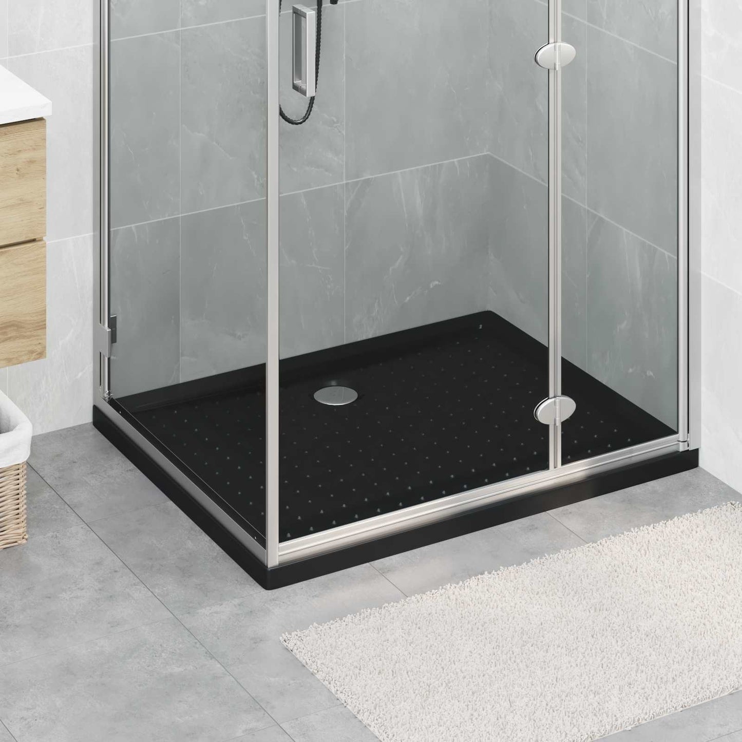 Brusebund Tray med Dots 100 x 80 x 4 cm ABS Sort