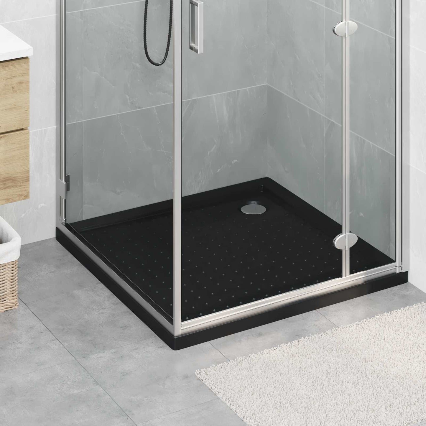 Brusebund Tray med Dots 90 x 90 x 4 cm ABS Sort