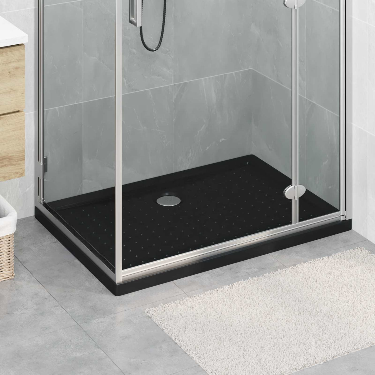 Brusebund Tray med Dots 100 x 70 x 4 cm ABS Sort