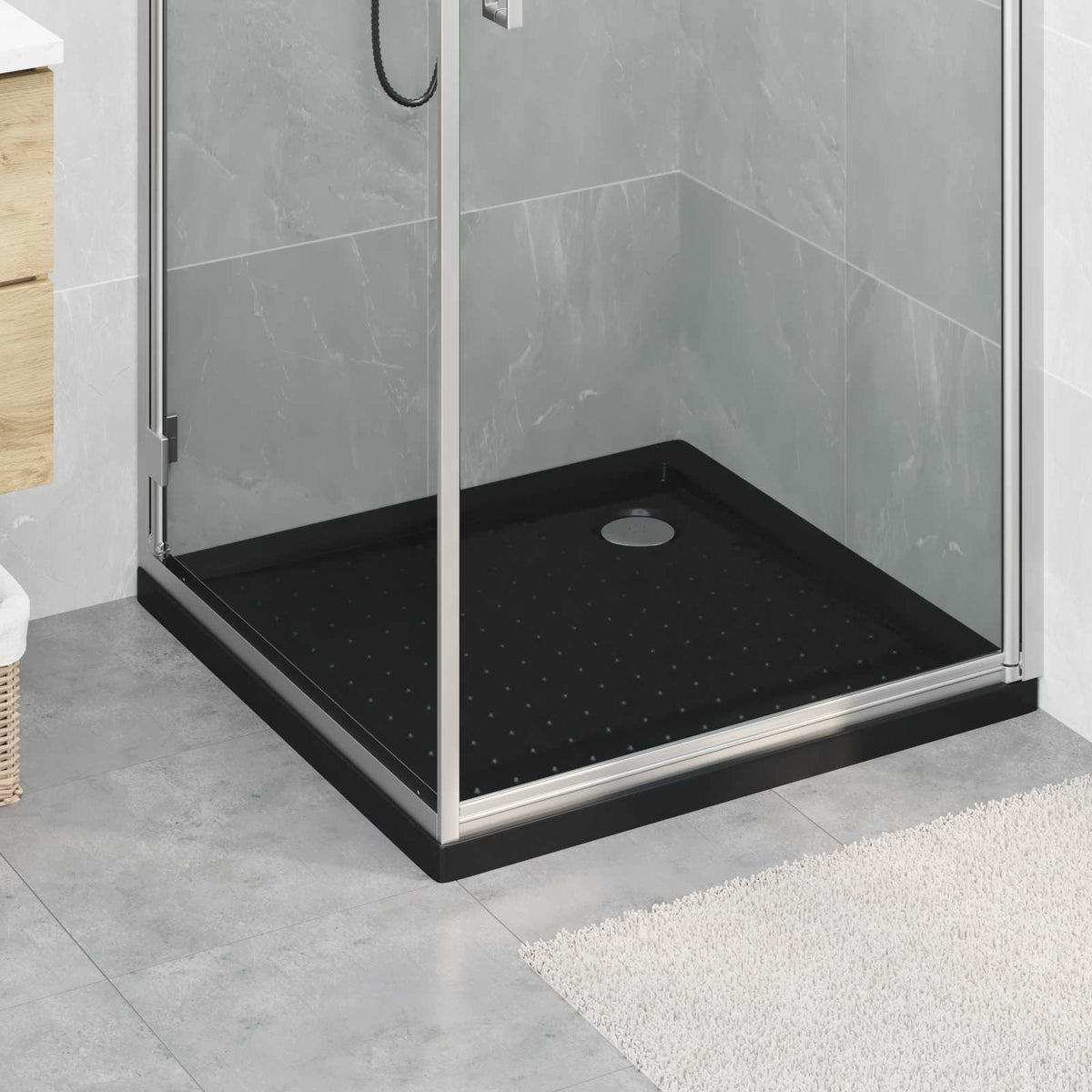 Brusebund Tray med Dots 80 x 80 x 4 cm ABS Sort