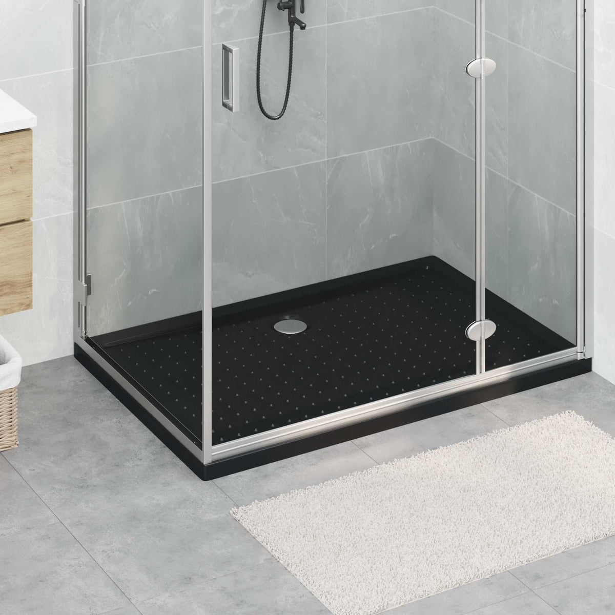 Brusebund Tray med Dots 120 x 80 x 4 cm ABS Sort