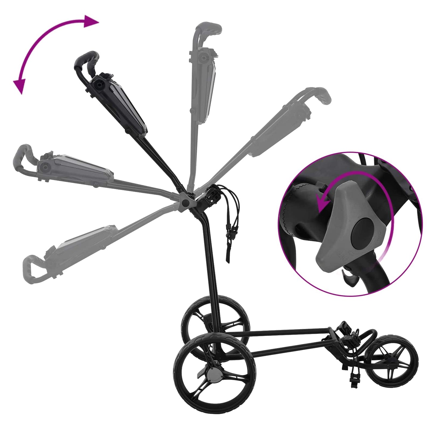 Golf Trolley Sort Jern Sammenklappelig